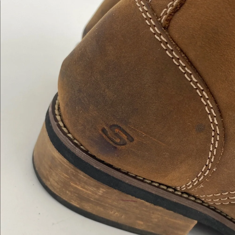 Skechers Brown Leather Lace-Up Boots biker boots women 8 casual office retro Y2K